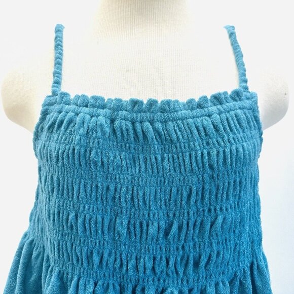 NWT SO Juniors Pullover Shirred Turquoise Terry Cloth Smocked Peplum Tank Sz XXL - Picture 2 of 11